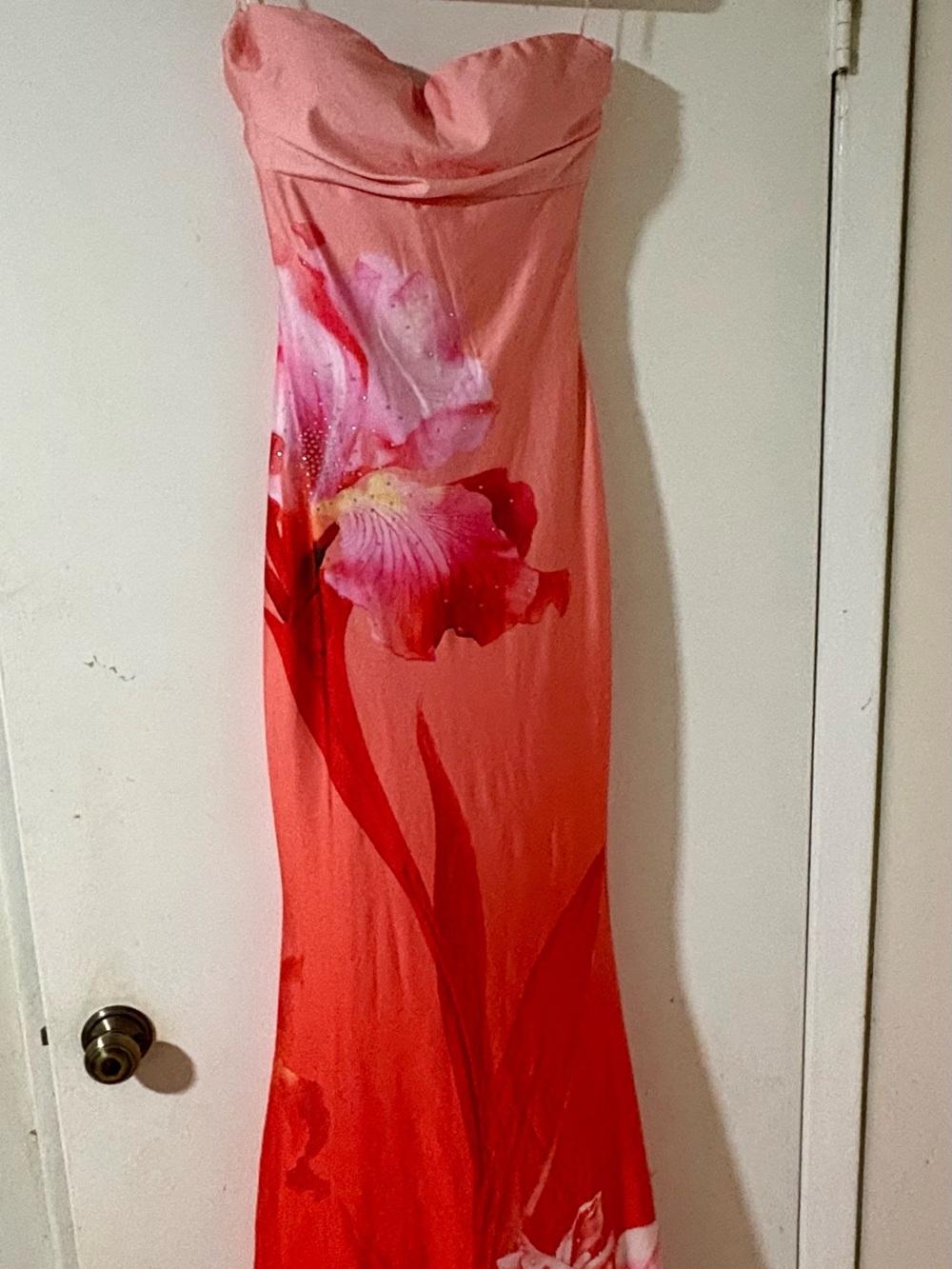 Windsor Strapless Coral Pink Floral Gown